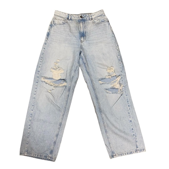 Garage High Rise Baggy Distressed Denim Jeans in Colour Briar Blue 31" Waist - Picture 2 of 12